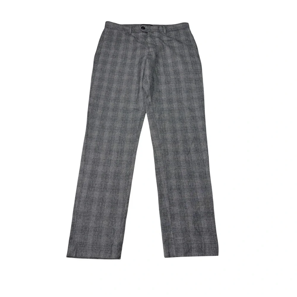 Banana Republic Mens 29x29 Grey Plaid Slim Tapered Fit Trousers Dress Pants